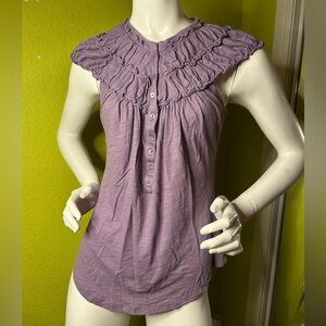 Little Yellow Button Purple Blouse